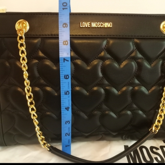 *SOLD* Love Moschino Quilted Hearts Shopper Tote XL Vegan Leather, black - Picture 8 of 12